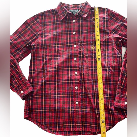 Lauren Ralph Lauren Red Plaid Button Down Shirt M Medium 100% Cotton - Picture 4 of 8